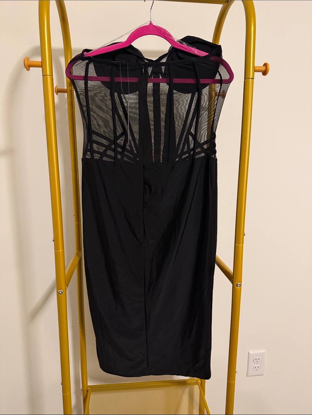 Fashion Nova Black Strapless Sheer Panel Bodycon Dress - Picture 3 of 5